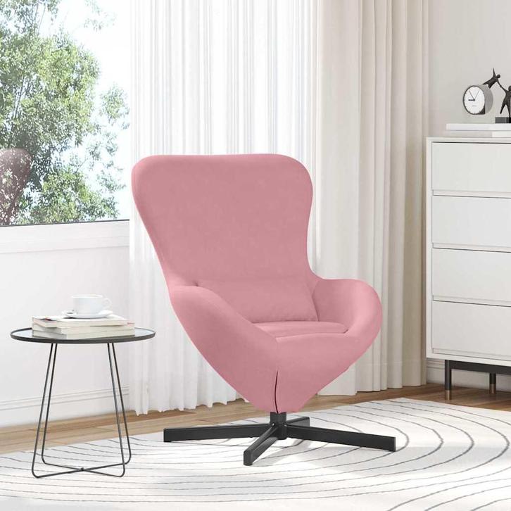vidaXL Eivormige stoel Roze 63 x 73 x 90 cm Fluweel, Huis en Inrichting, Fauteuils, Nieuw, Verzenden