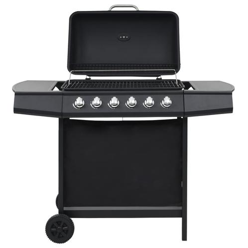 vidaXL Gasbarbecue met 6 kookzones staal zwart, Tuin en Terras, Gasbarbecues, Nieuw, Verzenden