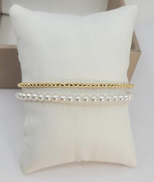 Armband - 18 karaat Geel goud - 4x4.5mm Akoya-parels, Sieraden, Tassen en Uiterlijk, Armbanden