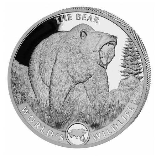 Congo Wildlife The Bear 1 oz 2022 (30.000 oplage), Postzegels en Munten, Munten | Afrika, Losse munt, Zilver, Overige landen, Verzenden