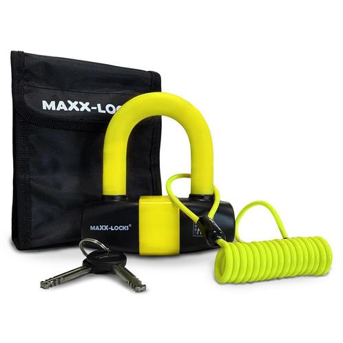 Maxx-Locks Taupo Schijfremslot ART4 - Geel - Zwart - Rood, Motoren, Accessoires | Sloten, Nieuw, Ophalen of Verzenden