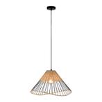 Landelijke hanglamp zwart met riet - Treccia, Huis en Inrichting, Lampen | Hanglampen, Nieuw, Overige stijlen
