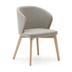 *WOONWINKEL* Kave Home Darice Stoel Massief Beukenhout Natur, Huis en Inrichting, Stoelen, Verzenden, Nieuw, Bruin, Stof