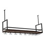 Wijnrek Borejle wandrek zwart en walnootkleurig 120x30x64 cm, Huis en Inrichting, Woonaccessoires | Wijnrekken, Verzenden, Nieuw