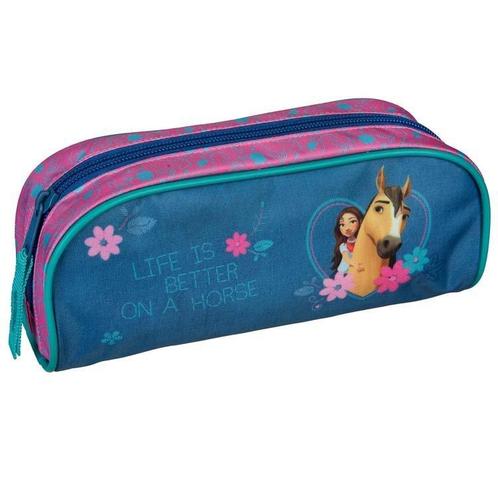 Etui Spirit Riding Free - Wild One - Blauw met Roze 21x9x5cm, Diversen, Schoolbenodigdheden, Nieuw, Ophalen of Verzenden