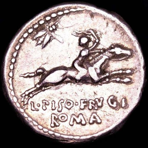 Romeinse Republiek. L. Calpurnius Piso Frugi. Denarius Rome, Postzegels en Munten, Munten | Europa | Niet-Euromunten