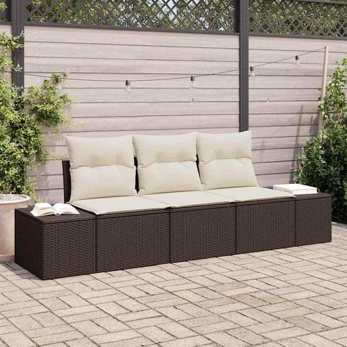 vidaXL Tuin Sofa Set met kussen met opslag 3 pcs Bruin en, Tuin en Terras, Tuinsets en Loungesets, Nieuw, Rotan, Verzenden