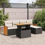 vidaXL 6-delige Loungeset met kussens poly rattan zwart, Tuin en Terras, Verzenden, Nieuw, Rotan, Loungeset