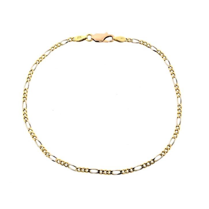 Bicolor gouden Figaro schakel armband | 22,5 cm (witgoud), Sieraden, Tassen en Uiterlijk, Armbanden, Overige kleuren, Gebruikt