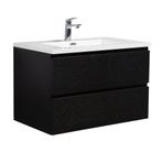 Badkamermeubel Set Angela 80cm Zwart Houtnerf  Badmeubel, Huis en Inrichting, Badkamer | Badkamermeubels, Verzenden, Nieuw, Wastafelkast