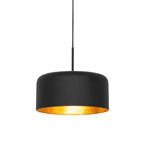 Retro hanglamp zwart met gouden binnenkant - Jinte, Huis en Inrichting, Lampen | Hanglampen, Nieuw, Overige materialen, 75 cm of meer