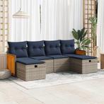 vidaXL 6-delige Loungeset met kussens poly rattan grijs, Tuin en Terras, Verzenden, Nieuw, Rotan, Loungeset