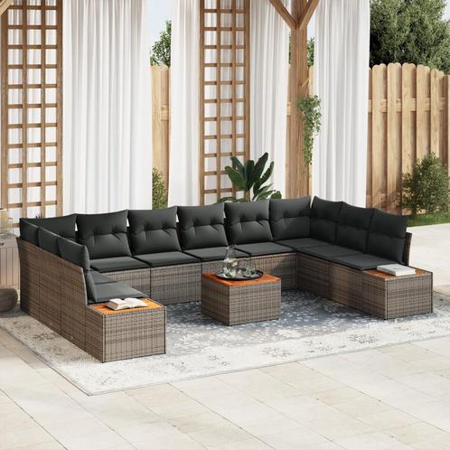 vidaXL 11-delige Tuinbankenset met kussens poly rattan, Tuin en Terras, Tuinsets en Loungesets, Nieuw, Rotan, Verzenden