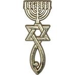 Reversspeld / broche met Messiaans Zegel in goudkleur, Verzamelen, Speldjes, Pins en Buttons, Nieuw