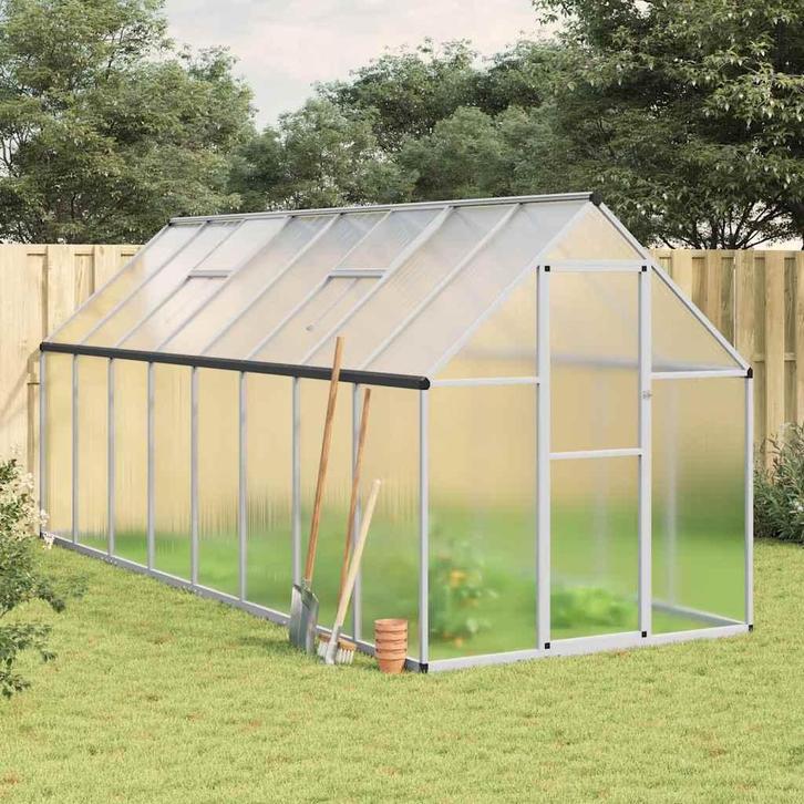 vidaXL Tuinkas met basisframe 445x169x195 cm aluminium, Tuin en Terras, Kassen, Nieuw, Verzenden