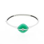 Witgouden armband met jade en diamant | 0,035 ct. (hanger), Sieraden, Tassen en Uiterlijk, Armbanden, Gebruikt, Overige kleuren
