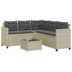 vidaXL Tuinbank met tafel en kussens L-vormig poly rattan, Verzenden, Nieuw, Rotan