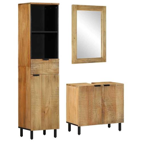 vidaXL 3-delige Badkamermeubelset massief mango bruin, Huis en Inrichting, Badkamer | Badkamermeubels, Nieuw, Verzenden
