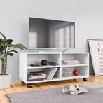 vidaXL Tv-meubel met wieltjes 90x35x35 cm bewerkt hout wit, Verzenden, Nieuw, 50 tot 100 cm, Minder dan 100 cm