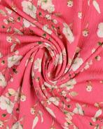 Viscose Jersey Plissé Bloem Roze, Nieuw, Roze