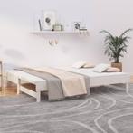 vidaXL Slaapbank uitschuifbaar 2x(80x200) cm massief, Eenpersoons, Verzenden, Wit, Nieuw