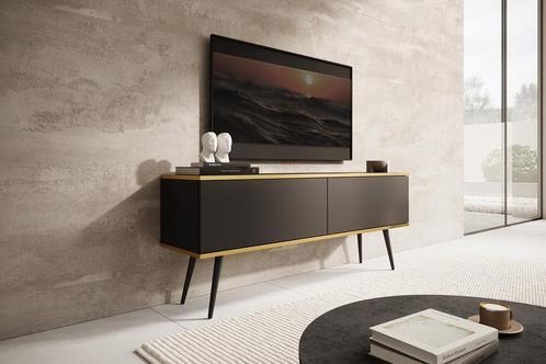TV-Meubel Zwart 135x32x53 goud - tv kast, Huis en Inrichting, Kasten | Televisiemeubels, 100 tot 150 cm, 25 tot 50 cm, Nieuw, Overige materialen