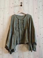Linnen boho top met vlinder mouwen - broderie voor kant -, Nieuw