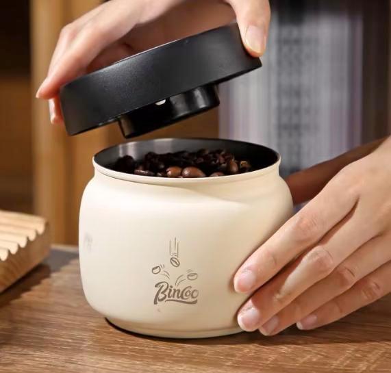 Koffieopslagbus RVS met vacuümpomp – 400 tot 1200 ml, Huis en Inrichting, Keuken | Keukenelementen, Nieuw, Verzenden