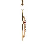 Gouden kruis hanger met glasgranaat 14 krt