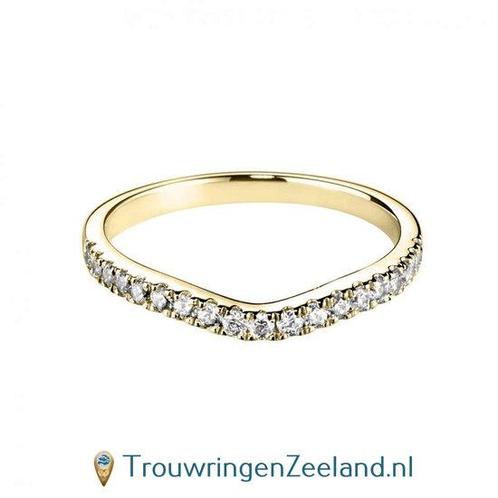 Aanschuifring in 9/18 karaat geelgoud U-vorm met 19 diama..., Sieraden, Tassen en Uiterlijk, Ringen, Verzenden