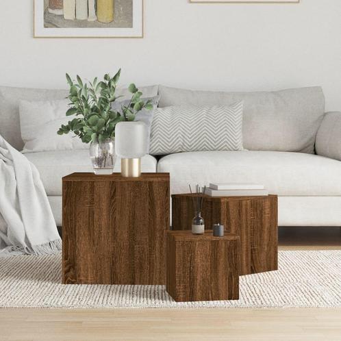 vidaXL Bijzettafels 3 st bewerkt hout bruin eikenkleur, Huis en Inrichting, Tafels | Bijzettafels, Nieuw, Verzenden