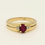 Ring - 18 karaat Geel goud Robijn - Diamant, Sieraden, Tassen en Uiterlijk, Ringen, Nieuw