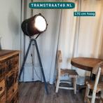 Vloerlamp op driepoot, tripod spotlight, verlichting, spot, Nieuw, Ophalen of Verzenden, Industrieel, vintage, stoer, metaal, authentiek, industrial