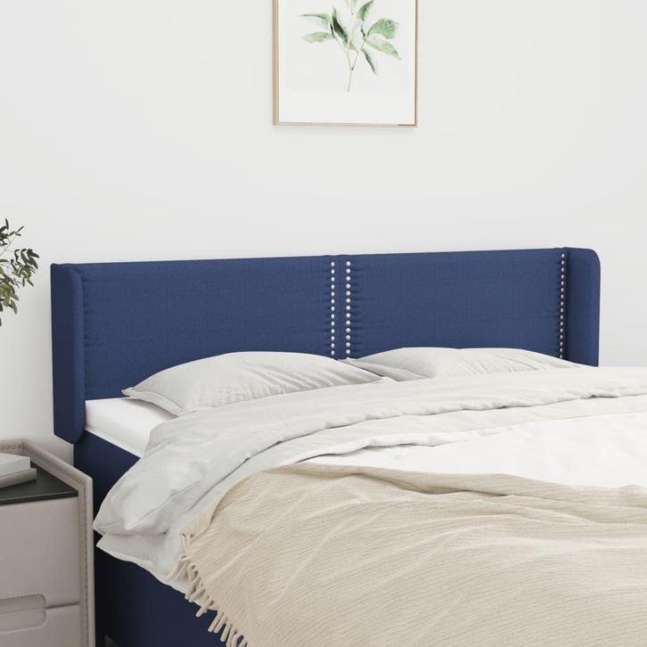 vidaXL Hoofdbord met randen 147x16x78/88 cm stof blauw, Huis en Inrichting, Slaapkamer | Bedden, Blauw, Nieuw, Stof, Verzenden