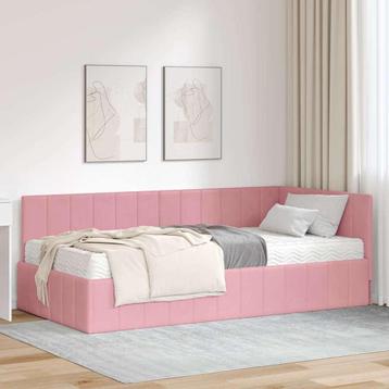 vidaXL Hoekbedframe met matras met hoofdeinde Roze 90 x 200 beschikbaar voor biedingen