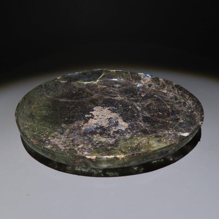Oud-Romeins Glas Bord. 1e-2e eeuw na Christus. Diameter 15,3, Verzamelen, Mineralen en Fossielen