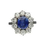 Ring - 18 karaat Witgoud Diamant (Natuurlijk) - Saffier, Nieuw