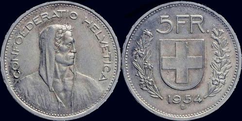 Switserland 5 frank 1954b zilver, Postzegels en Munten, Munten | Europa | Niet-Euromunten, Verzenden