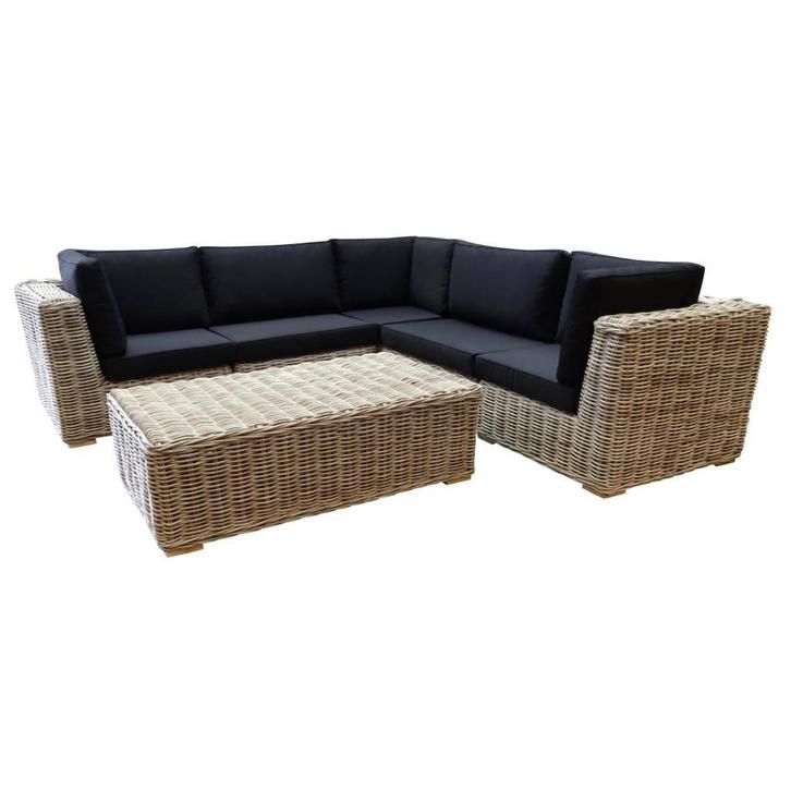 Nissah modulair hoek loungeset 6-delig naturel rotan, Tuin en Terras, Tuinsets en Loungesets, Nieuw, Ophalen of Verzenden