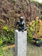 Bronzen zittende naakte man - Interieur - Tuinbeeld, Nieuw, Verzenden