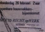 Poster over openbare bouwvakkers-bijeenkomst in Amsterdam, Verzamelen, Posters, Verzenden, Nieuw, Overige onderwerpen, Met lijst