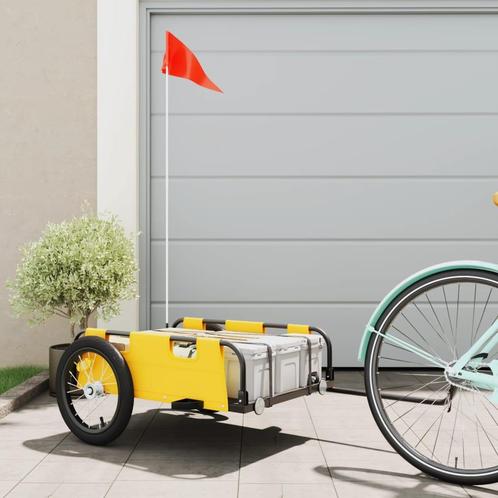 vidaXL Fietstrailer oxford stof en ijzer geel, Fietsen en Brommers, Fietsaccessoires | Aanhangers en Karren, Nieuw, Verzenden