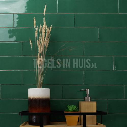 Wandtegel langwerpige witjes linea verona groen glans 7,5x30, Doe-het-zelf en Verbouw, Tegels, Wandtegels, Nieuw, 10 m² of meer