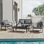 Tuinset loungeset 4-delig tuintafel tuinbank 2x tuinstoel zw, Tuin en Terras, Verzenden, Nieuw