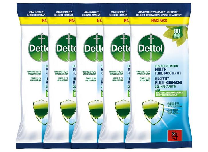 5-pack Dettol Lingettes Désinfectantes Multi-surfaces, Huis en Inrichting, Schoonmaakartikelen, Verzenden