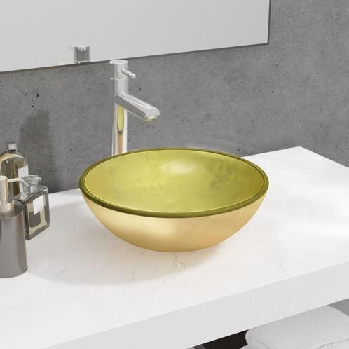 vidaXL Wasbak 35x12 cm gehard glas goudkleurig, Doe-het-zelf en Verbouw, Sanitair, Nieuw, Verzenden