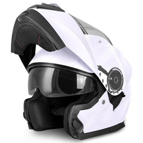 VINZ Santos - Wit, Motoren, Kleding | Motorhelmen, XS, Systeemhelm, Verzenden