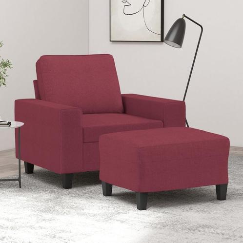 vidaXL Fauteuil met voetenbank 60 cm stof wijnrood, Huis en Inrichting, Banken | Bankstellen, Nieuw, Minder dan 150 cm, Stof, Eenpersoons