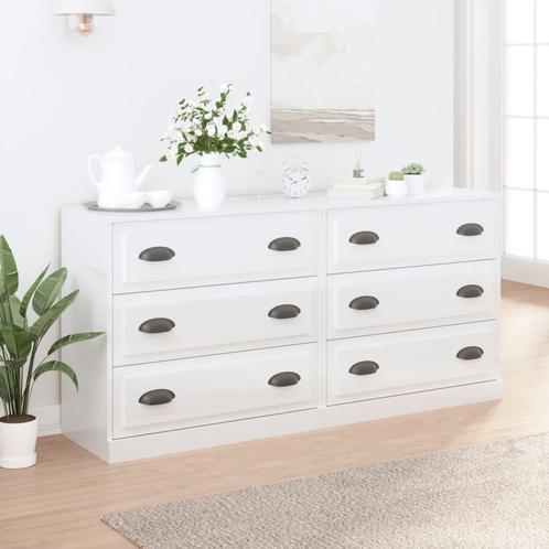 vidaXL Dressoirs 2 st bewerkt hout hoogglans wit, Huis en Inrichting, Kasten | Dressoirs, Nieuw, Overige houtsoorten, Verzenden