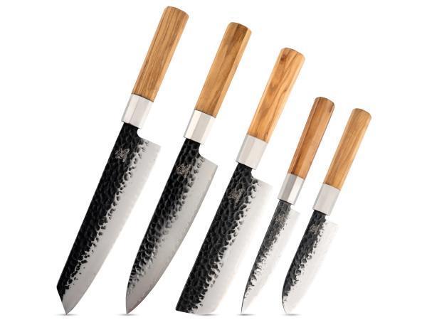 Veiling - Messerhai 5dlg Messenset AUS10 Damascus Kansu, Huis en Inrichting, Keuken | Keukenbenodigdheden